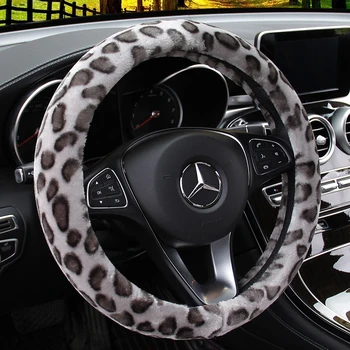 

KKYSYELVA Winter Car steering wheel cover Warm Plush Steering-wheel Protector Cover 38cm Interior Accessories