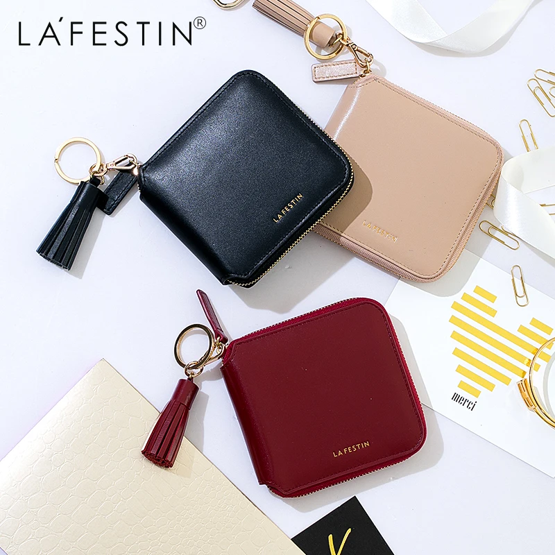 LAFESTIN Марка женский кошелёк из брендовой натуральной кожи короткий кошелек Fringe