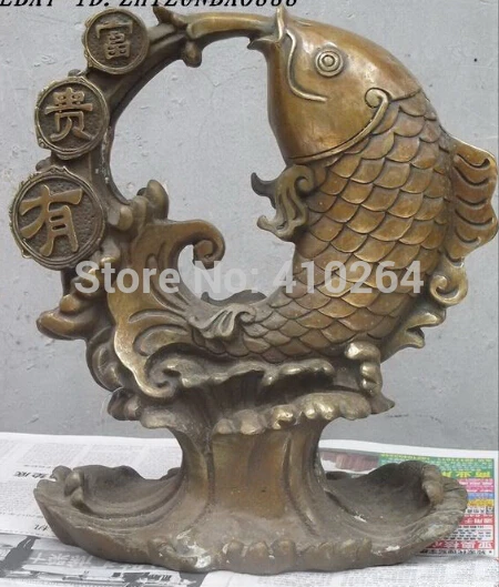 

chinese "Fish" Bronze means "rich and have a surplus " Rich money wealth Statue Statue