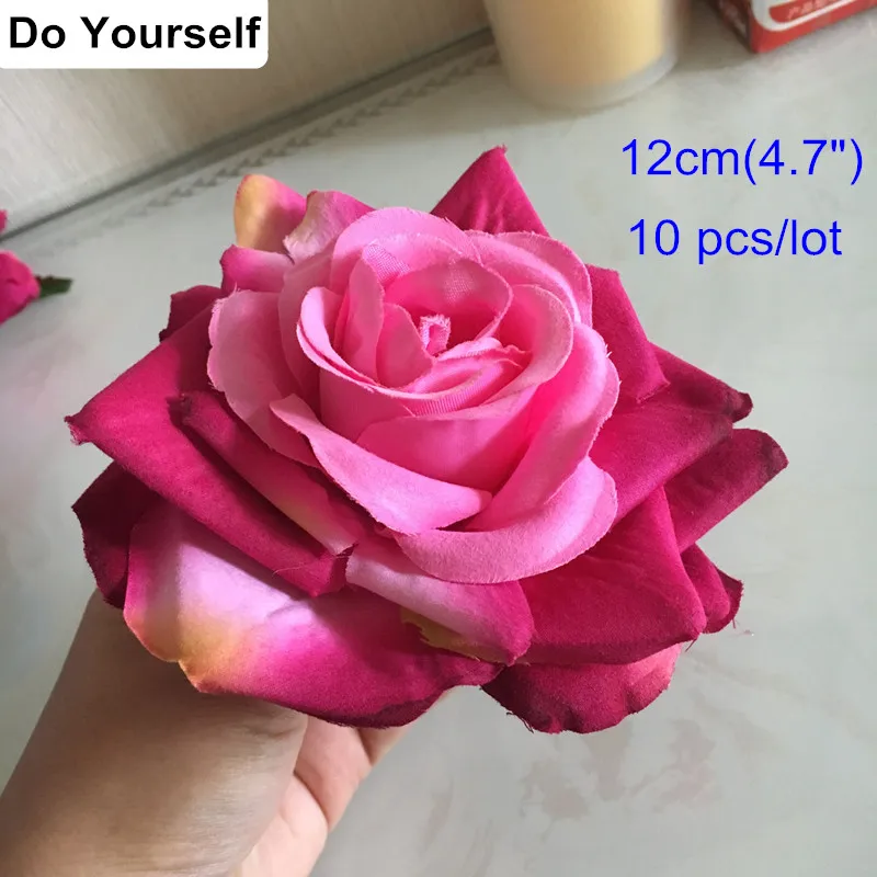 

10pcs Large Size Fabric Flower Rose 12cm(4.7"),Decoration Flowers For Weddings,Lovers,Home,DIY Brooch Flowers,Different Colors