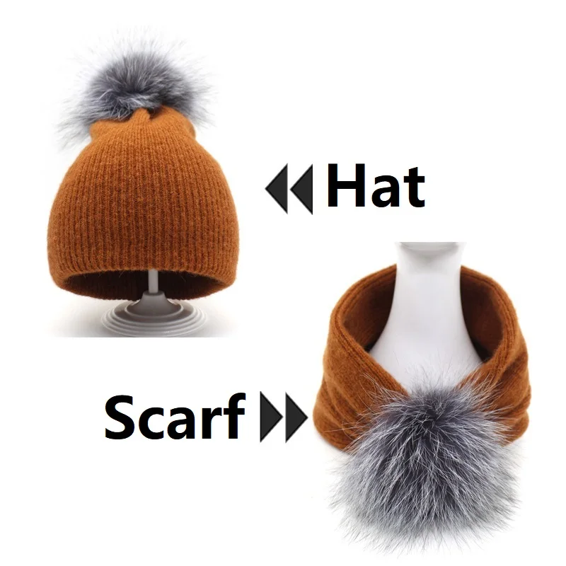 Женские шерстяные вязаные шапочки для взрослых и детей, двойные толстые теплые детские женские Серебристые шарфы с помпонами