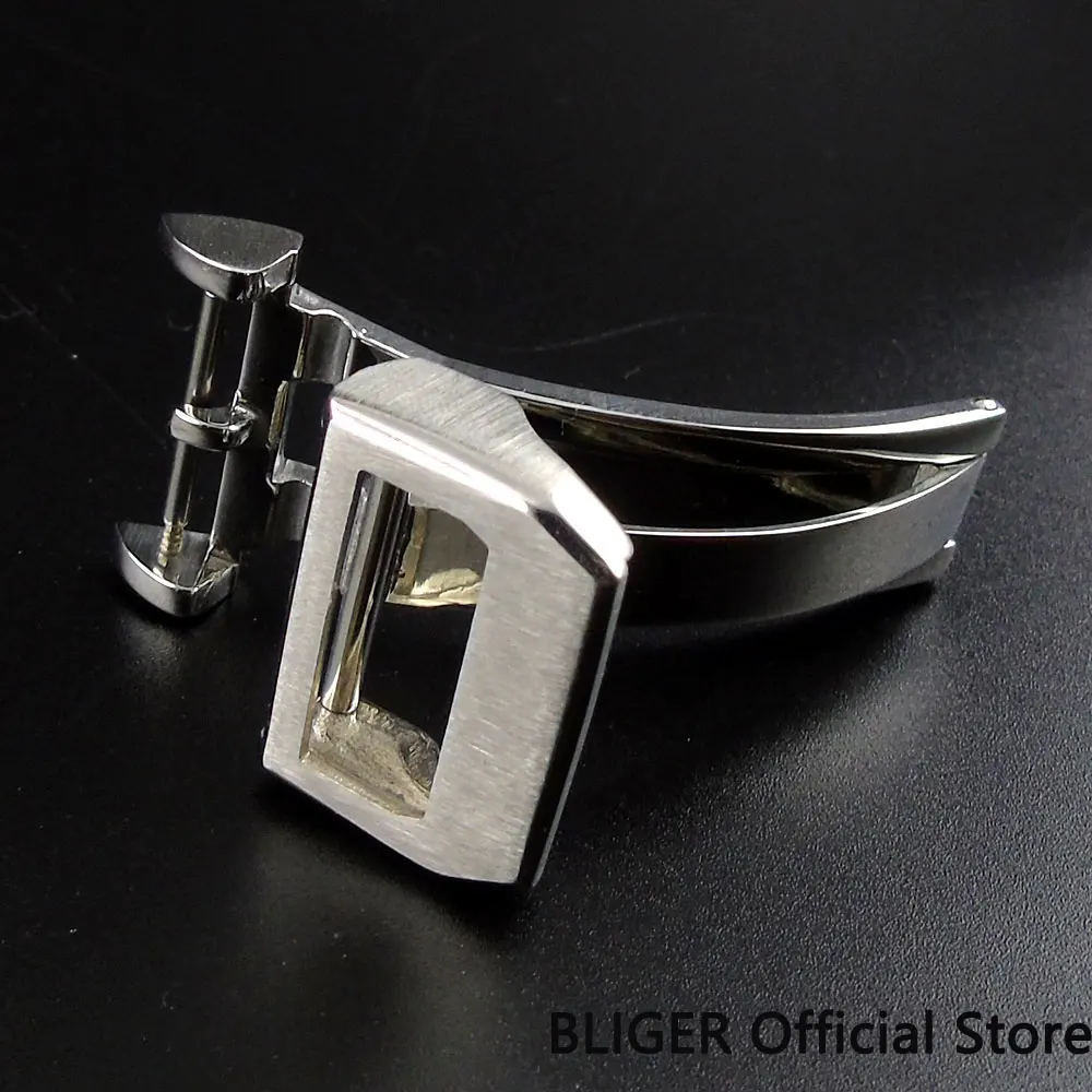 

BLIGER Staibless Steel Watch Buckle 18MM Men's Watch Strap Silver Color Metal Steel Buckle Deployment Clasp Accessories BU8