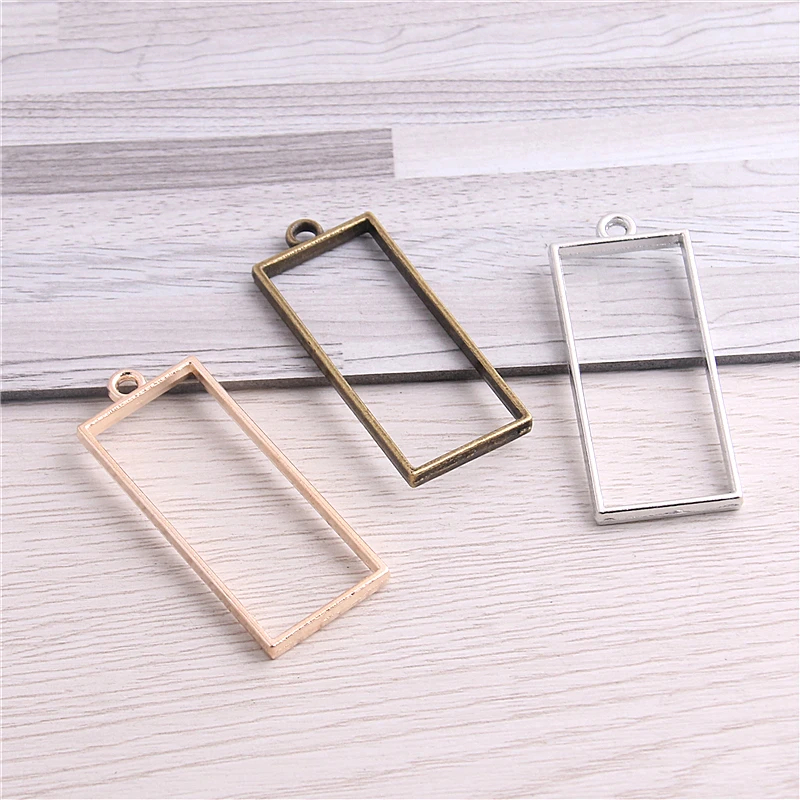 

20pcs 20*49mm Alloy jewelry setting accessories rectangle hollow glue blank pendant tray bezel charms DIY Handmade Craft 12C43