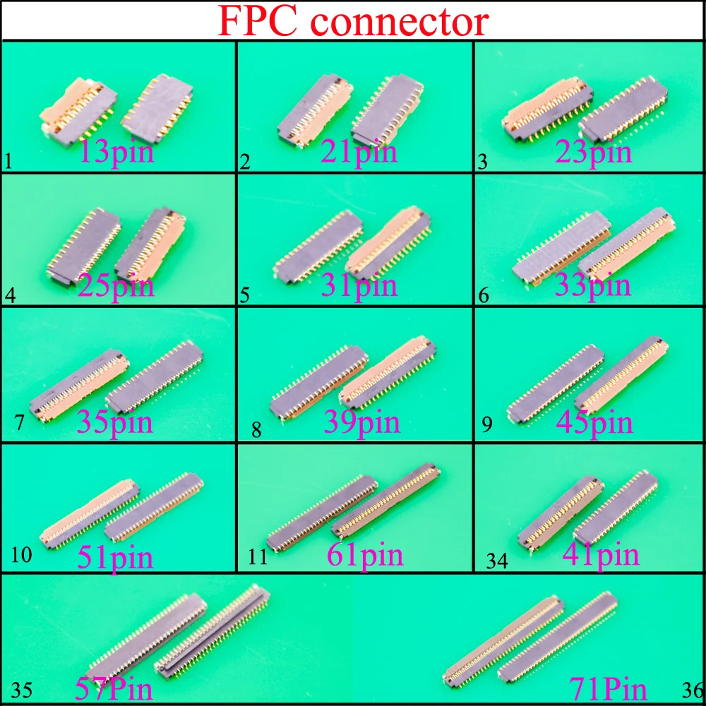 13pin 21pin 23pin 25p 33p 35p 71p Гнезда соединителя FPC ЖК экран разъем порт на материнской