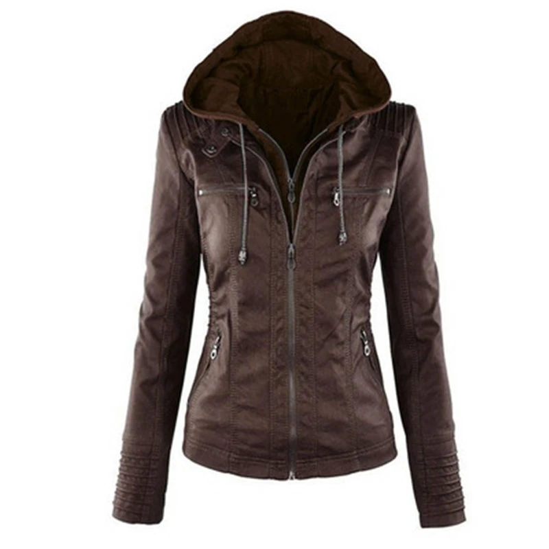 XS-7XL новые зимние женские кожаные пальто больших размеров повседневная кожаная куртка большого размера с молнией женская верхняя одежда из искусственной кожи J733