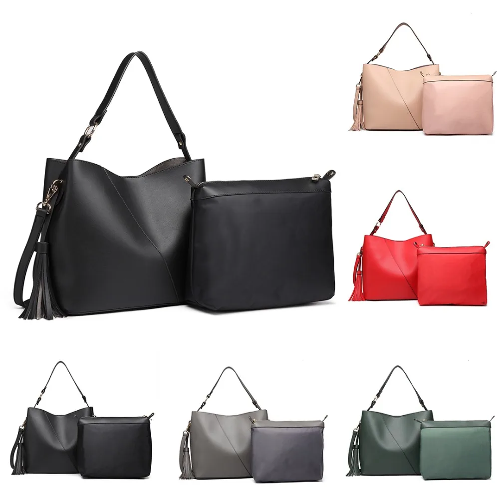

Miss Lulu Brand 2pcs Women Leather Handbags and Purses Ladies Designer Crossbody Shoulder Bags Female Top-handle Bag Tote YD6862