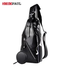 ZOROPAUL Men Leather Chest Bag Casual Crossbody Bag Men’s Clutch High Quality Chest Waist Pack PU Leather Shoulder Bags For Men