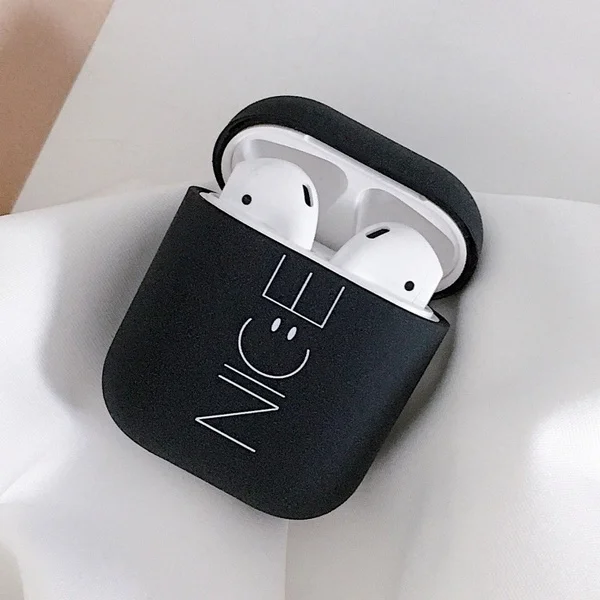 1 шт. модный красивый жесткий защитный чехол с принтом для наушников Airpods 1/2 Bluetooth чехол для наушников Airpods чехол - Цвет: Черный