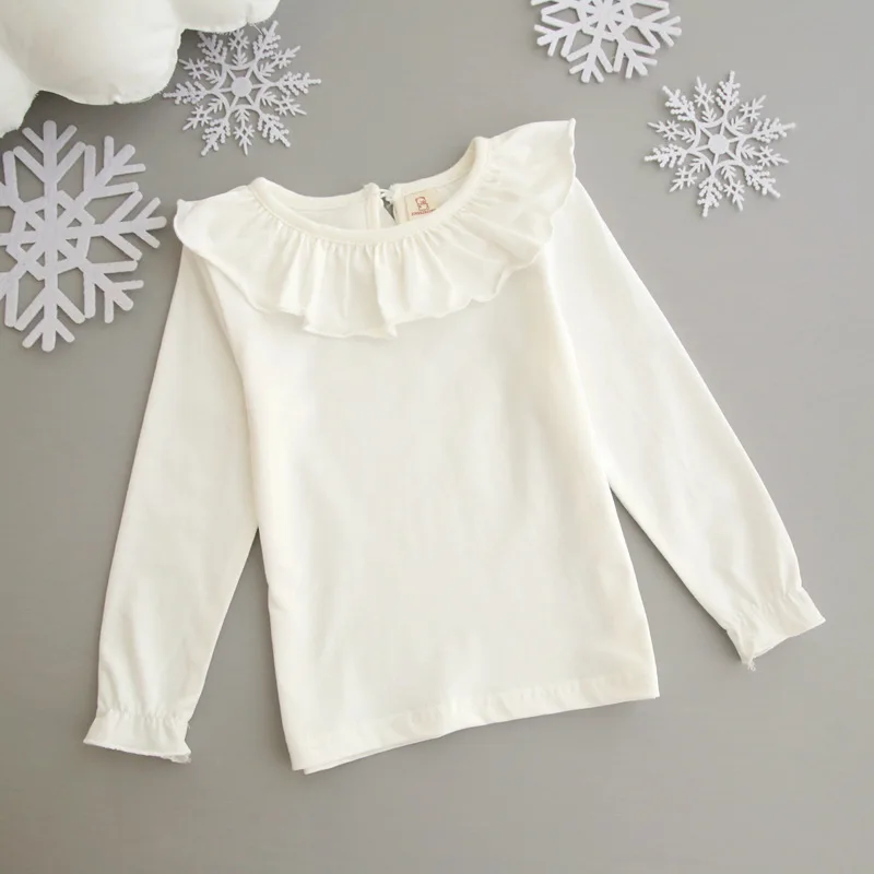 

Kids Girls T Shirts Long Sleeves Cotton Top Ruffle Baby Girls Blouse Shirt Spring Autumn Toddler Girls Clothes RT051