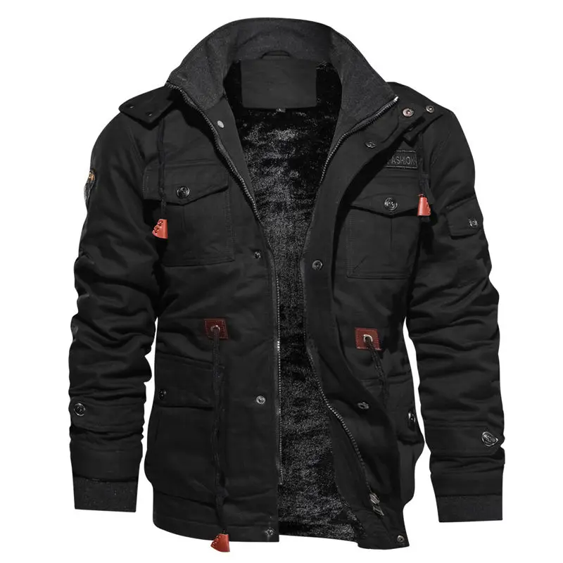 price reduction  2019 New Arrival Men's Winter Fleece Jackets Warm Hooded Coat Thermal Thick Outerwear Male Military