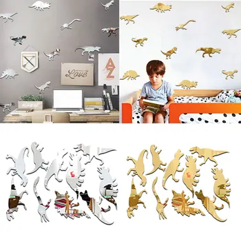 

Mirror Surface Cartoon Dinosaur Wall Sticker Children Room Cute Wall Decal Baby Animal Home Decor Vinyl Removable Sticker