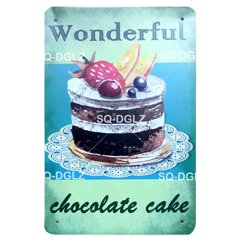 [SQ-DGLZ] новая чашка торт жестяная вывеска пекарня Настенный декор пончики металлические поделки живопись таблички десерт художественный плакат - Цвет: 0216