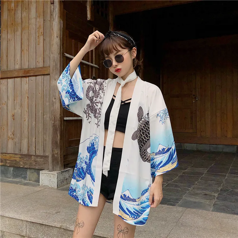 Japanese Kimono Couples Cardigan Woman Summer Cardigan Kimono Yukata Woman Thin Loose Sweet Outer Garment