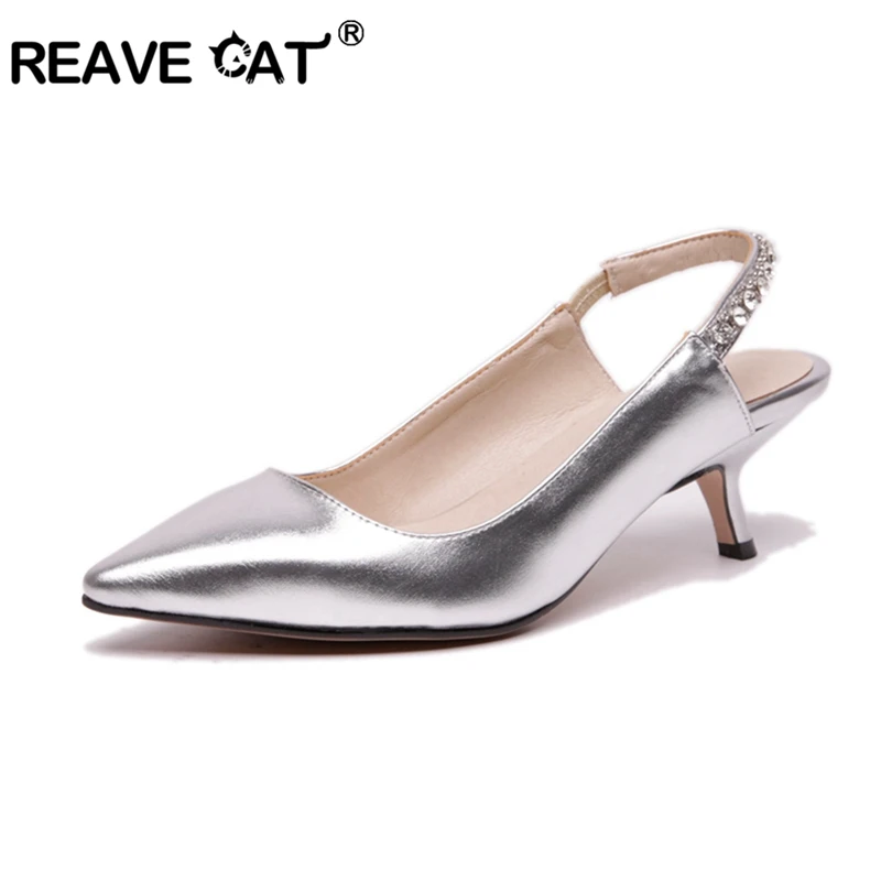 Женские босоножки с ремешком на пятке REAVE CAT летние кристаллами праздвечерние