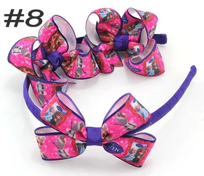 

free shipping 50set 3'' boutique hair bows and headbands HairBands headband with Dis ney cartoon ribbon