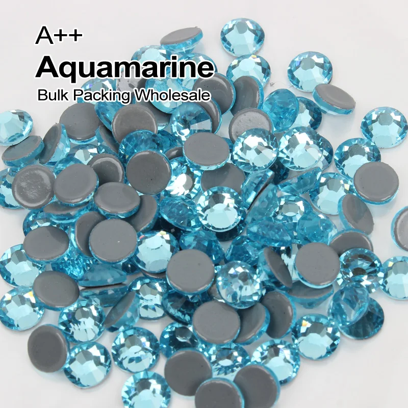 

Bulk Packing Wholesale A++ High quality Hotfix Rhinestones SS6-SS30 Aquamarine stone