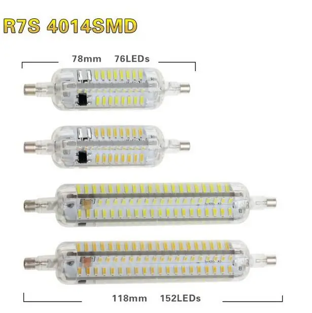 

R7s Led Bulb 78mm 7W Led Corn Bulb 118mm 15W AC 110V 220V R7s 4014 SMD Leds Lamps Replace halogen 50W 110w Light