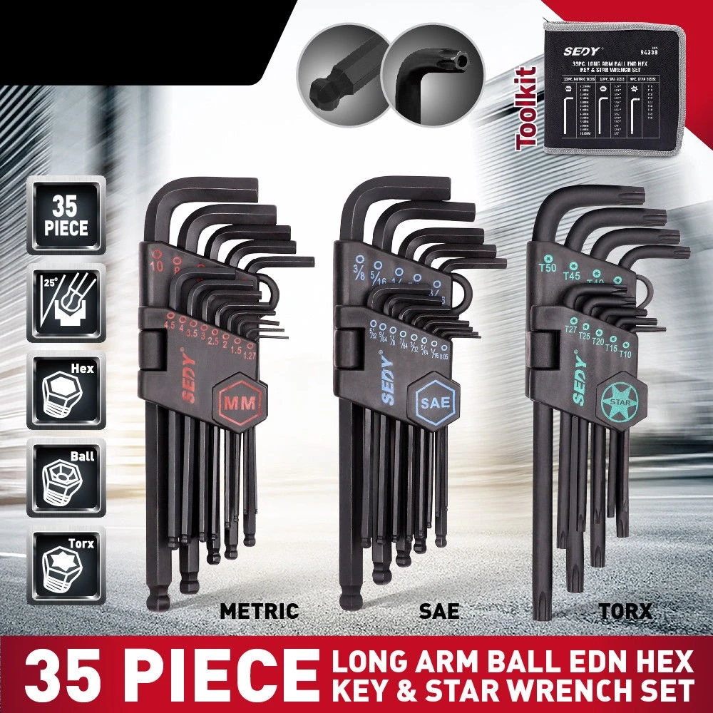 ATD Tools ATD-580 Sae Metric Long Arm Ball End Hex Key Set ATD Tools ATD-580 Sae Metric Long Arm Ball End Hex Key Set