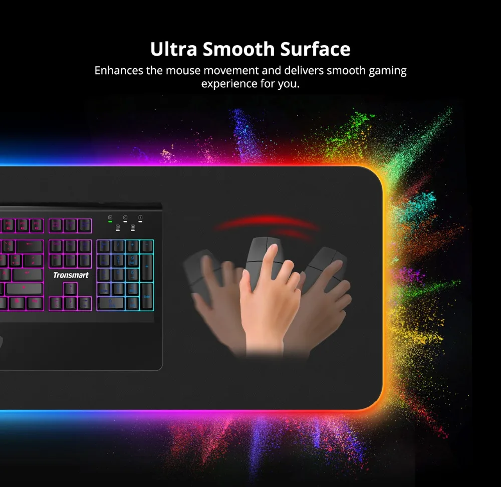 Tronsmart Spire Large Mouse Pad Gaming Mouse Pad Gamer RGB Compupter Mouse Pad with Soft Cloth Surface, Non-slip,Waterproof 06