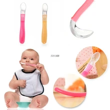 Baby Kids Soft Silicone Feeding Spoon Baby Rice paste Spoon Flatware Gifts New