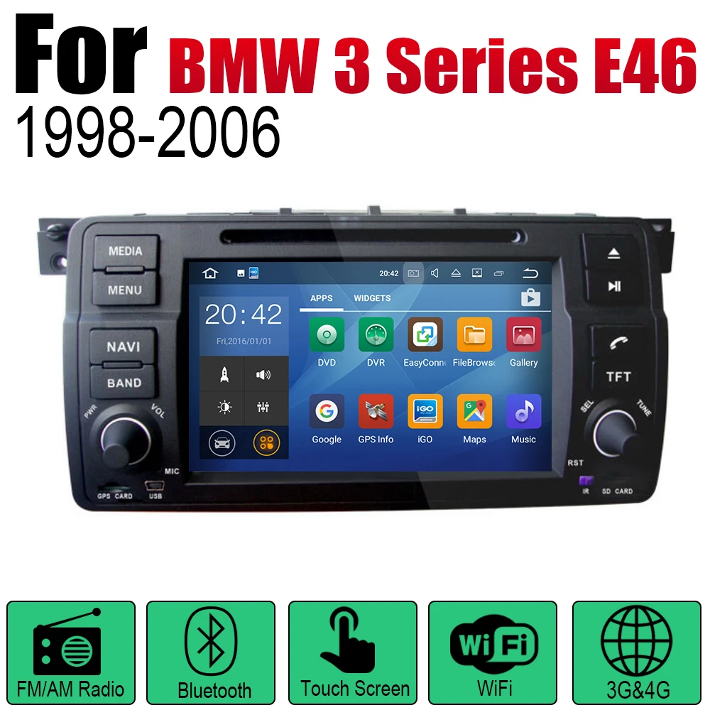 Cheap 2 Din Car Multimedia Player Android Radio For BMW 3 Series E46 1998~2006 DVD GPS Navi Navigation Map Auto audio bluetooth stereo 1