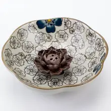 Традиционный керамический Лотос, вставляемая курильница для благовоний, Классическая Ручная работа в форме цветка, модные буддистские благовония, домашний декор