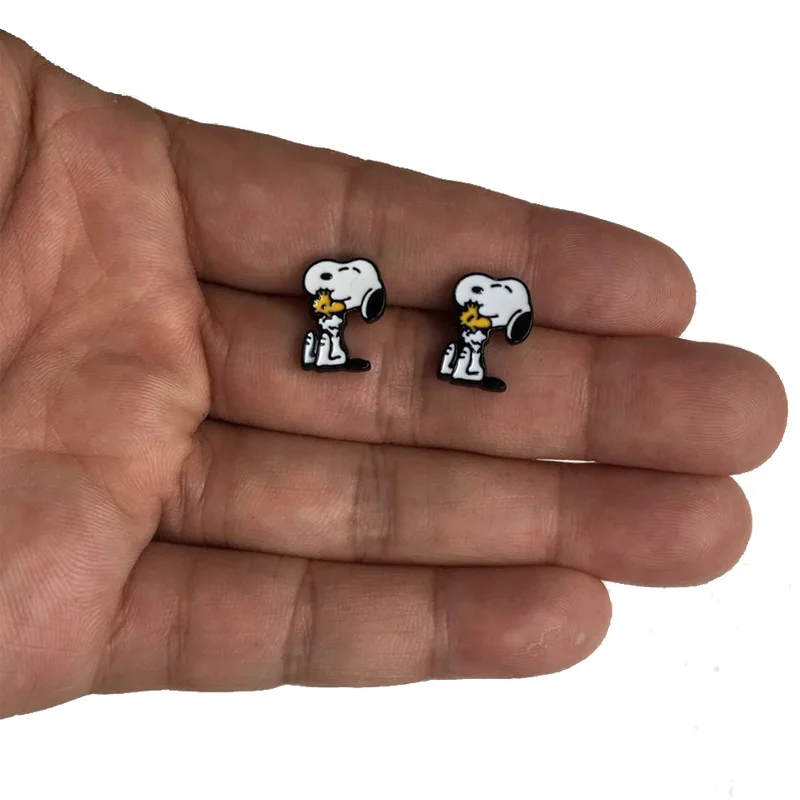 

birthday Gift Enamel Animal Jewelry Peanuts dogs enamel Earrings Women Earring for kids