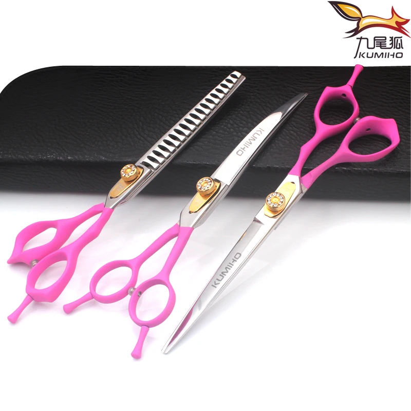 Набор ножниц для домашних животных KUMIHO 7 дюймов из нержавеющей стали с розовой
