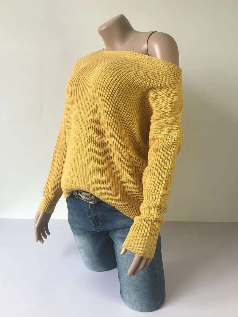 LOGAMI свитер на одно плечо кофта женская большой размер кофта женская вязаная свободный свитер джемпер для женщин осень мода свитер
