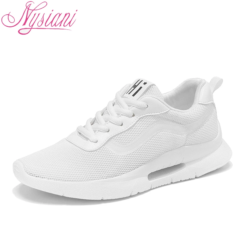 

2019 Summer Female Sneakers For Women Round Toe Lace Up Causal Shoes Brand Designer Mesh Students Flat Shoes Footwear Nysiani