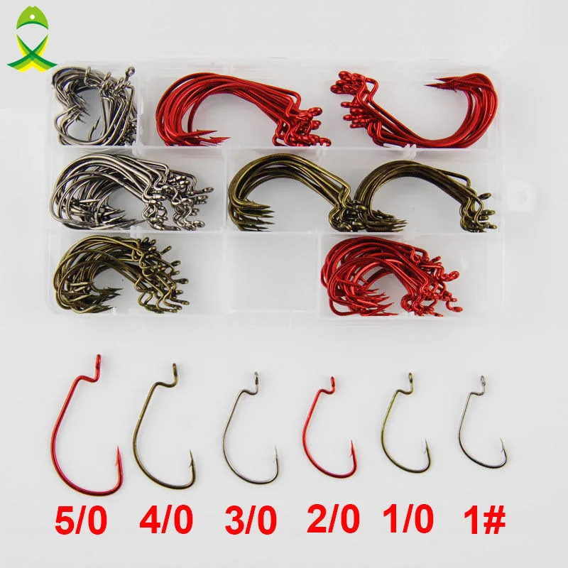 

JSM 150pcs 7316 High Carbon Steel Fishing Hooks Offset Jig Worm X Strong Fishing Hook Set With Box Size 1 1/0 2/0 3/0 4/0 5/0