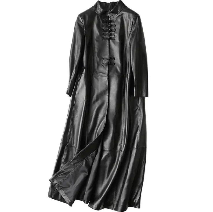 

Women Genuine Natural Leather Long Jacket E1017-007