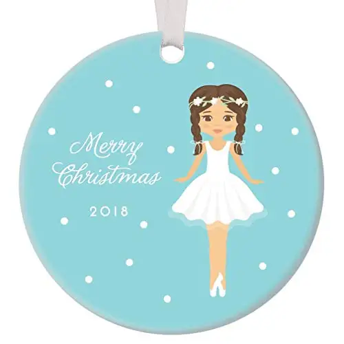 Merry Christmas Ballerina Ornament синий Рождество керамика, Unquie Рождественский подарок для танцевальной девушки, Рождественская елка Декор