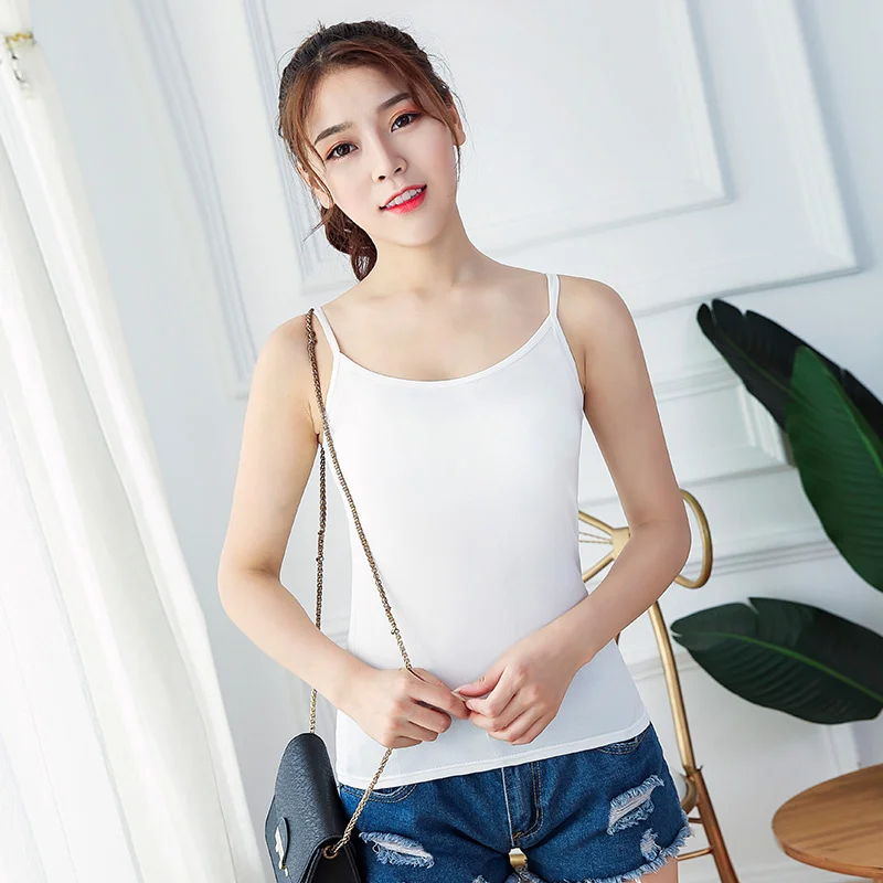 Tank top Women Summer Casual Camisoles Women's Tops T-shirt Spaghetti Strap Cropped Vest Female Camis Fashion Synthetic cotton 0 (6)