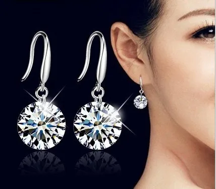 Authentic Fine jewelry S925 Sterling silver Earrings Female Crystal  New Woman earrings Twins micro set