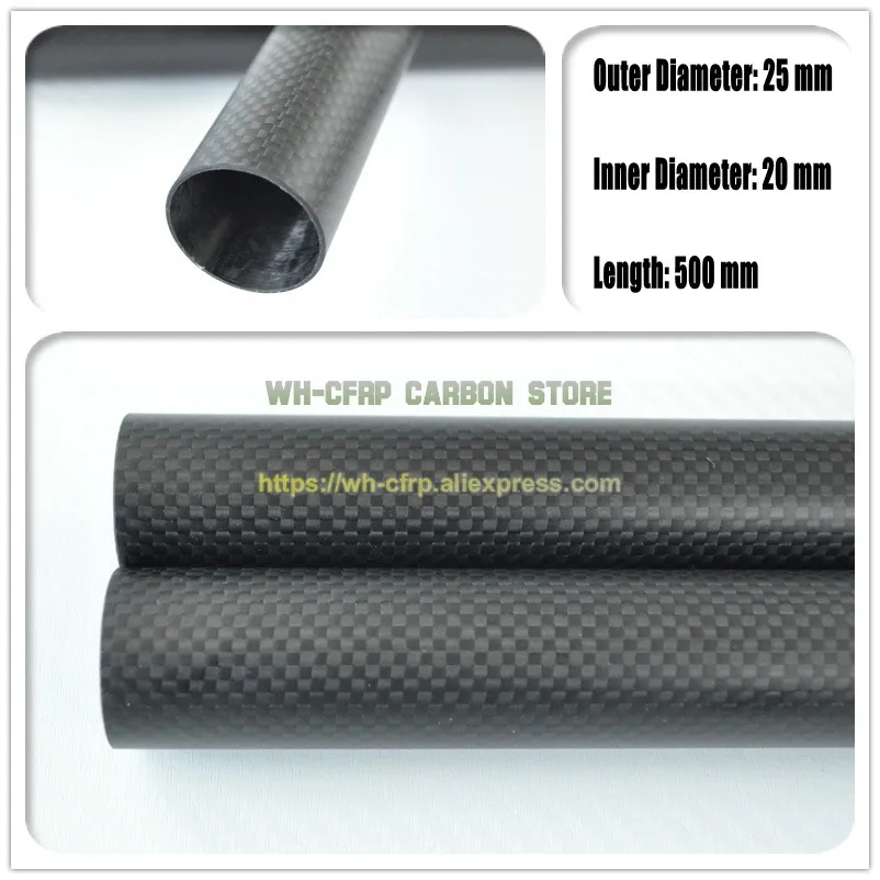 

25mm ODx 20mm ID Carbon Fiber Tube 3k 500MM Long (Roll Wrapped) carbon pipe , with 100% full carbon, Japan 3k improve material