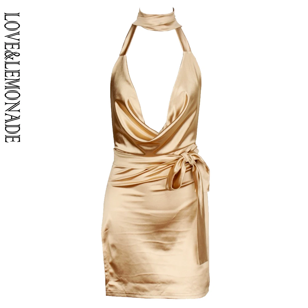 

Love&Lemonade Open Back Fabric Flash Party Dress Gold TB 9936 Autumn/Winter