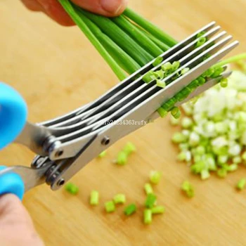 

20pcs 5 Layers Kitchen Scissors Shredded Chopped Scallion Cutters Kitchen Knives Herb Laver Spices Cook Tool cut