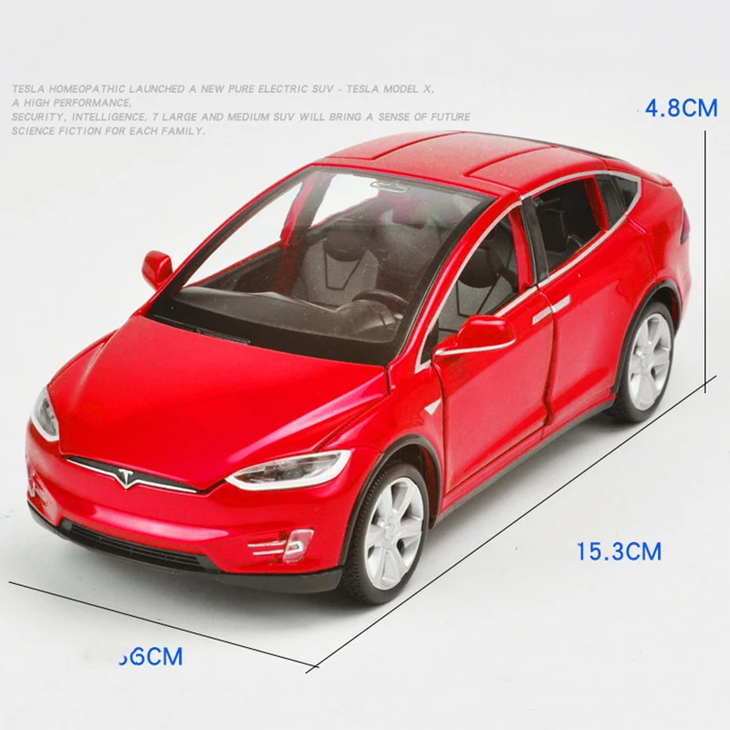 Коллекционные красный/черный/белый/голубой цвет 1/32 Tesla модель X 90 моделей автомобилей со звуком светильник Вытяните назад детские игрушки brinquedos подарки