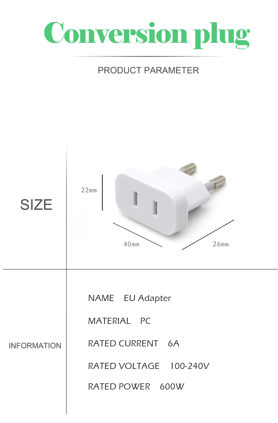 1PC US To EU Plug Safety Gate Valve Charger Outlet Adapter Converter 2 Round Pin Socket USA To Europe Travel Wall AC Power Plug (8)