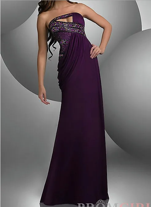 

Sexy Dark Purple Beads Strapless Long Evening Dress (EVFA-1147)
