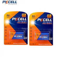 Paquet de 2/2 pièces PKCELL 6LR61 9V pile alcaline à usage unique piles 9V pour alarme, jouets, baladeur