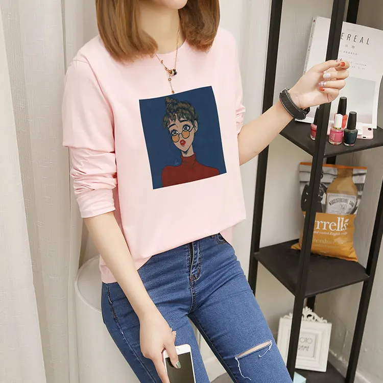 Autumn Cartoon Printed Tshirts Women's Long Sleeve T-shirt Female Casual Tees M-XXL Cotton T-shirts For Women Poleras Mujer 2019 (16)