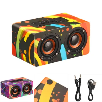 

D50 10W Colorful Wooden Wireless Bluetooth Speaker FM Radio Loudspeaker with Long Endurance and AUX Connection for Phone PC