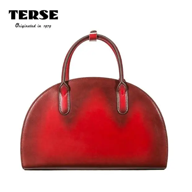 TERSE_ женские сумки ручной работы из натуральной кожи красного/зеленого цвета женские Сумки Роскошные половина сумка в форме Луны сумка Customiz сервис 473 - Цвет: Красный