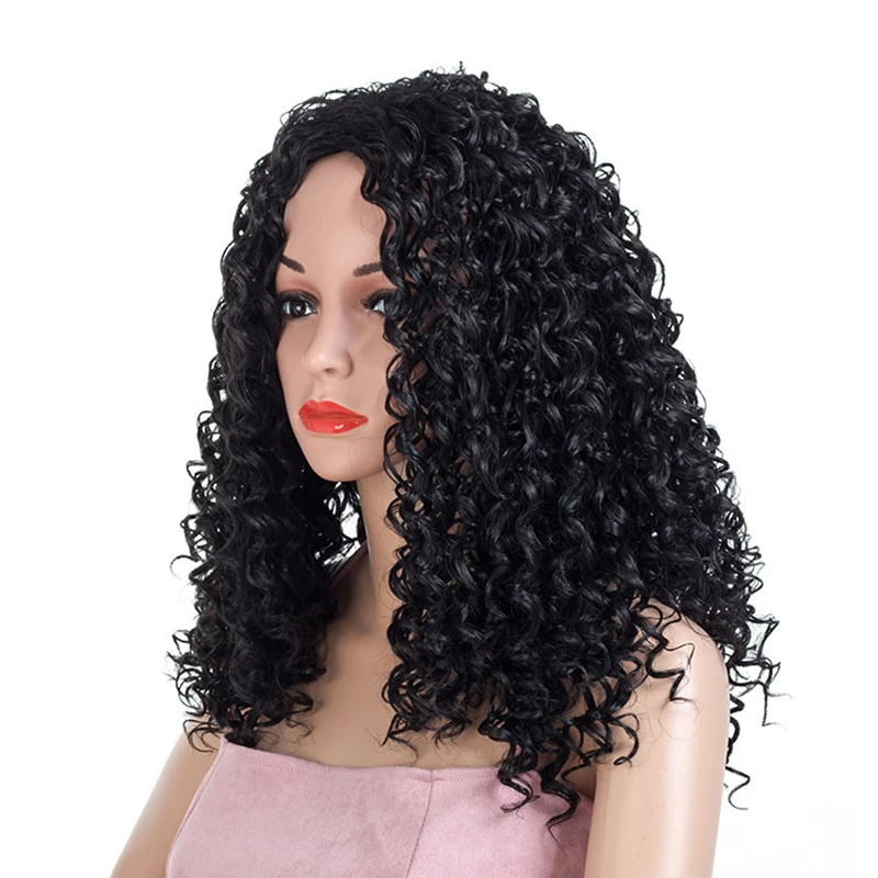 Афро синтетический Омбре кудрявый парик 59 см длинные черные цвета Бург парики из вьющихся волос для женщин