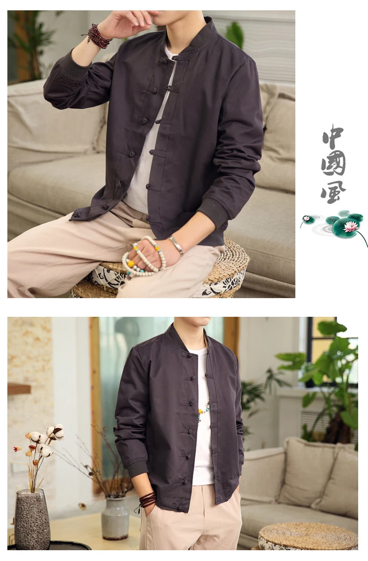 New Spring Bomber Jacket ArmyGreen Chinese Style Men Jackets Cotton Casual Shirt Coats Traditional Clothes chaqueta hombre