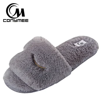 

Winter Fur Slippers Home Shoes Woman Indoor Floor Flurry slipper shoes