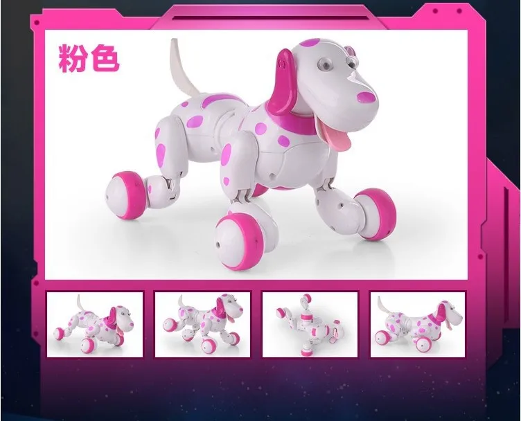 2,4 G Электронные Беспроводной умная собака Remote Управление робот собака животных детские развивающие игрушки детские игрушки Танцы робот собака Подарки на праздники девушки собака робот zoomer интерактивные игрушки - Цвет: pink with box