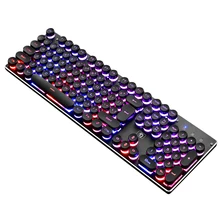 104 ключей цветная игровая клавиатура с подсветкой Ретро Круглый/квадратный Keycap USB Проводная клавиатура светящаяся металлическая панель ноутбук компьютерная клавиатура